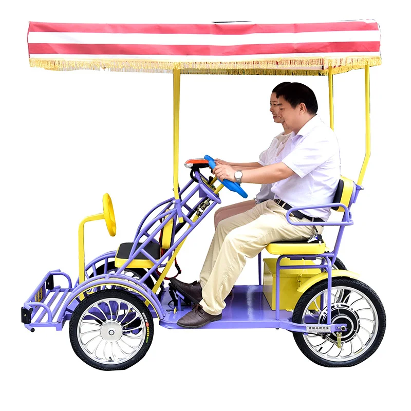 OEM Lacné elektrické predajné bicykle Prispôsobenie bicyklov Elektrické trojkolky Náklad Dospelý rikshaw surrey pár rekreačných vozidiel