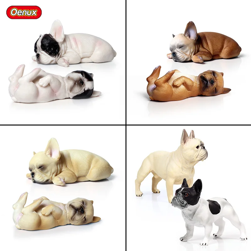 OENUX Klasický roztomilý francúzsky buldog simulácia Zvieratá Krásne šteniatko Pet Dog Action Figures Model figurín PVC Collection Hračky