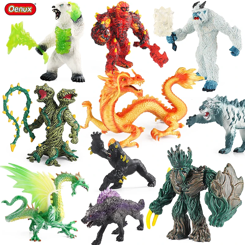 OENUX Nové mýtické tvory dinosaurus čínsky drak Tiger golem Model Model akčné figúrky umelecké dekorácie detské darčekové hračky