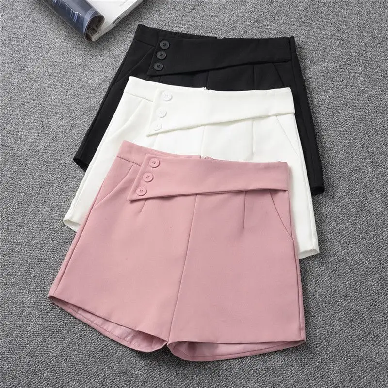 Office Lady Casy Sweet Loose Short All-Match Elegantné nepravidelné s vreckovými dámskymi šortkami Jeseň 2024