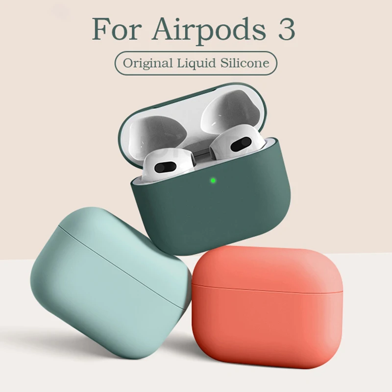 Oficiálna mäkká tekutina Silikónový puzdro pre AirPods 3 2021 bezdrôtové bluetooth slúchadlá Ochranná pokožka pre Apple AirPod Pro 1 2 kryt