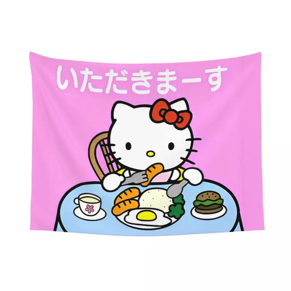 Oficiálne Hello Kitty Jedzte itadakimasu tapisérie steny zavesenie hippie tkanina tapisérie ins dekorácie dekorácie nástenná handrička