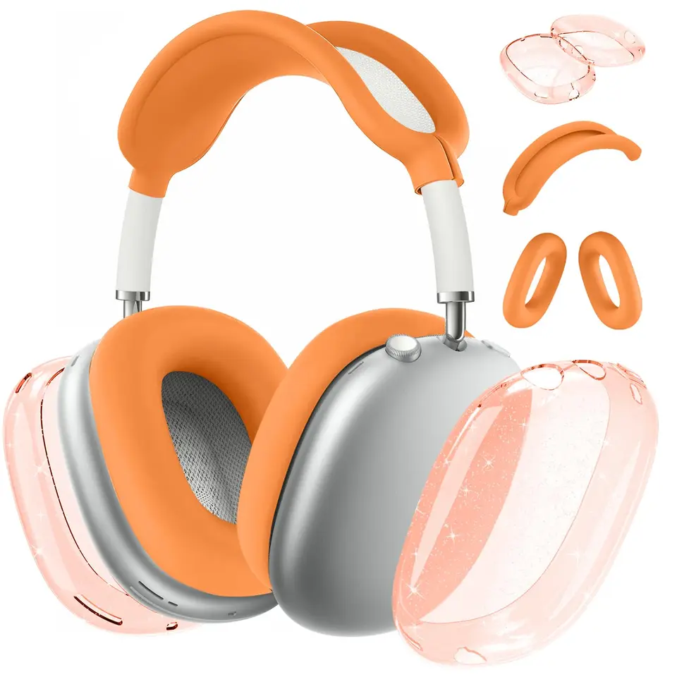 Oficiálne puzdro pre slúchadlá Silikone Oraneg pre 2024 Apple AirPods Max Usb C Ochrana kryt Cover AirPod Max2 Glitter Transparent Case