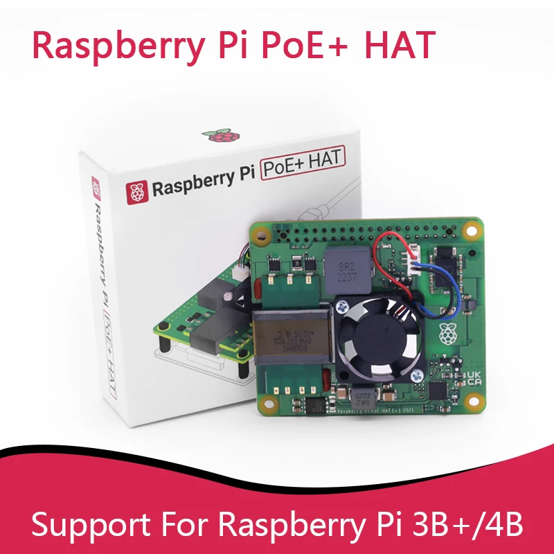 Oficiálne Raspberry Pi Poe+ Hat / Poe Hat Powers A Raspberry Pi 4 & Pi 3 B+ cez ethernetový kábel