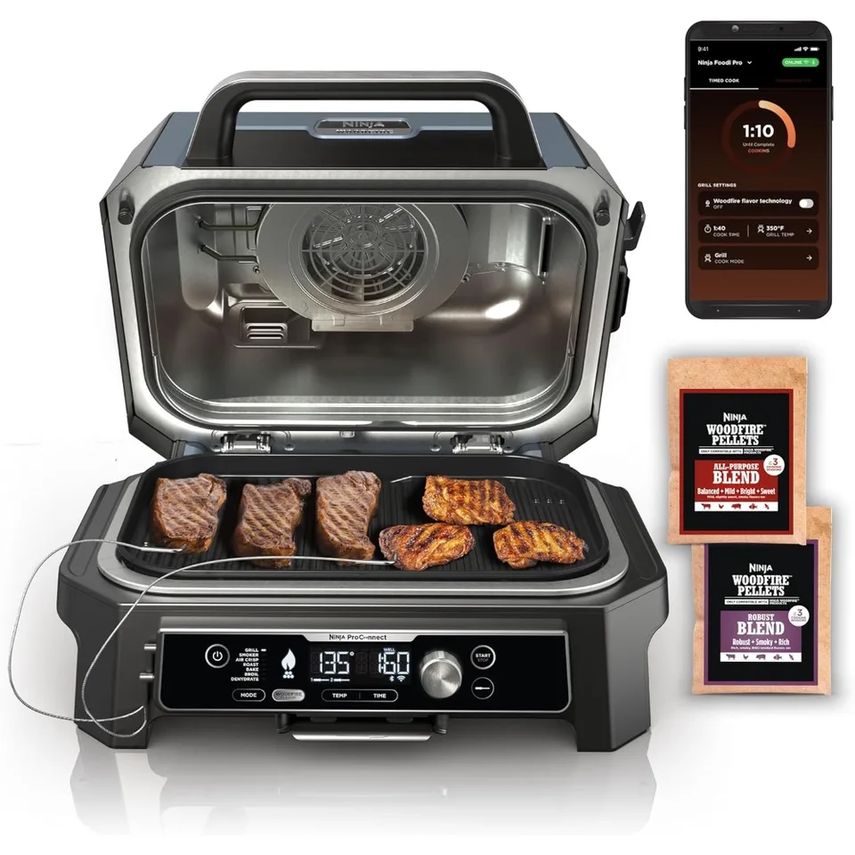 OG951 Woodfire Pro Connect Premium XL Outdoor Grill & Smoker, Bluetooth, App Enabled, 7-in-1 Master Grill, BBQ Fajčiar