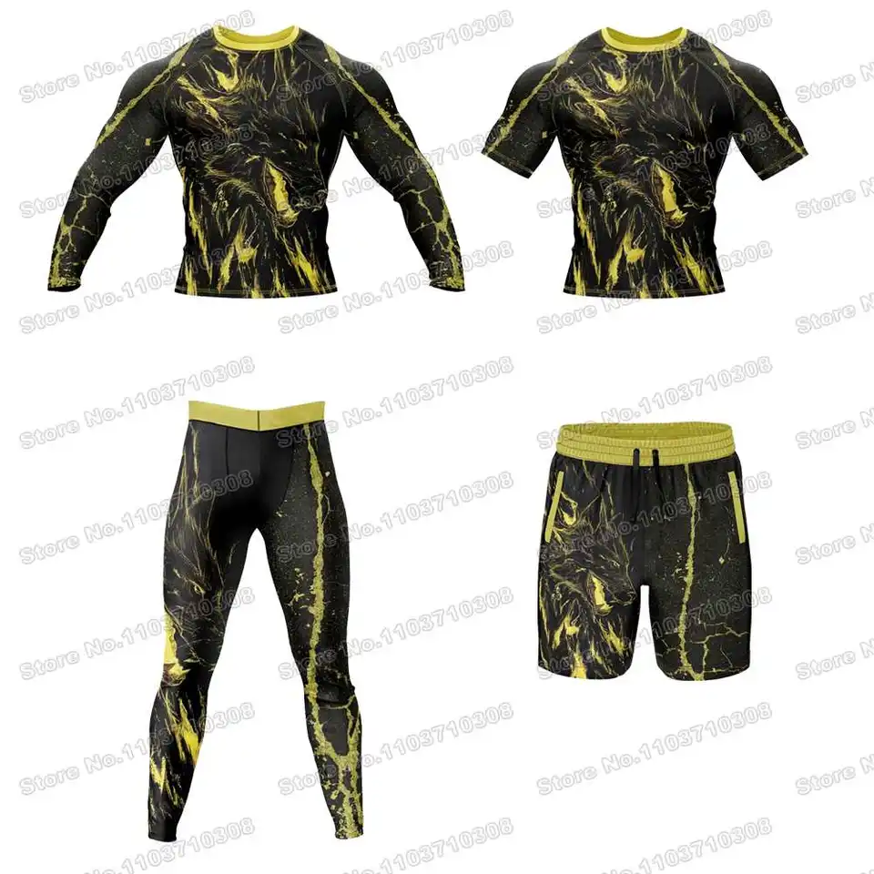 Ohnivý vlk Wolf WWF Rash Guards Surfing Jersey Beach Tirls Swimwear potápačské telocvične kraťasy mma bjj muži jiu jitsu fitness sety