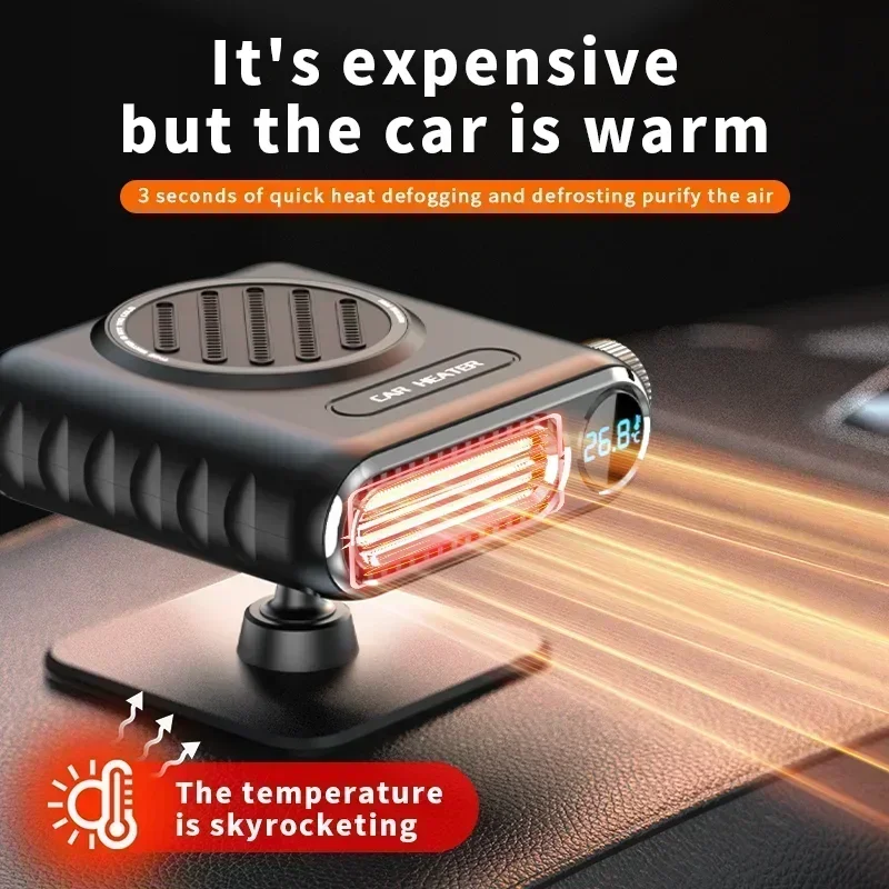 Ohrievač teploty na displeji Ohrievač automobilov 12v/24 V Prenosný defroggerový ohrievač ventilátora 150 W sušiča Doplnky čelného skla Defogger