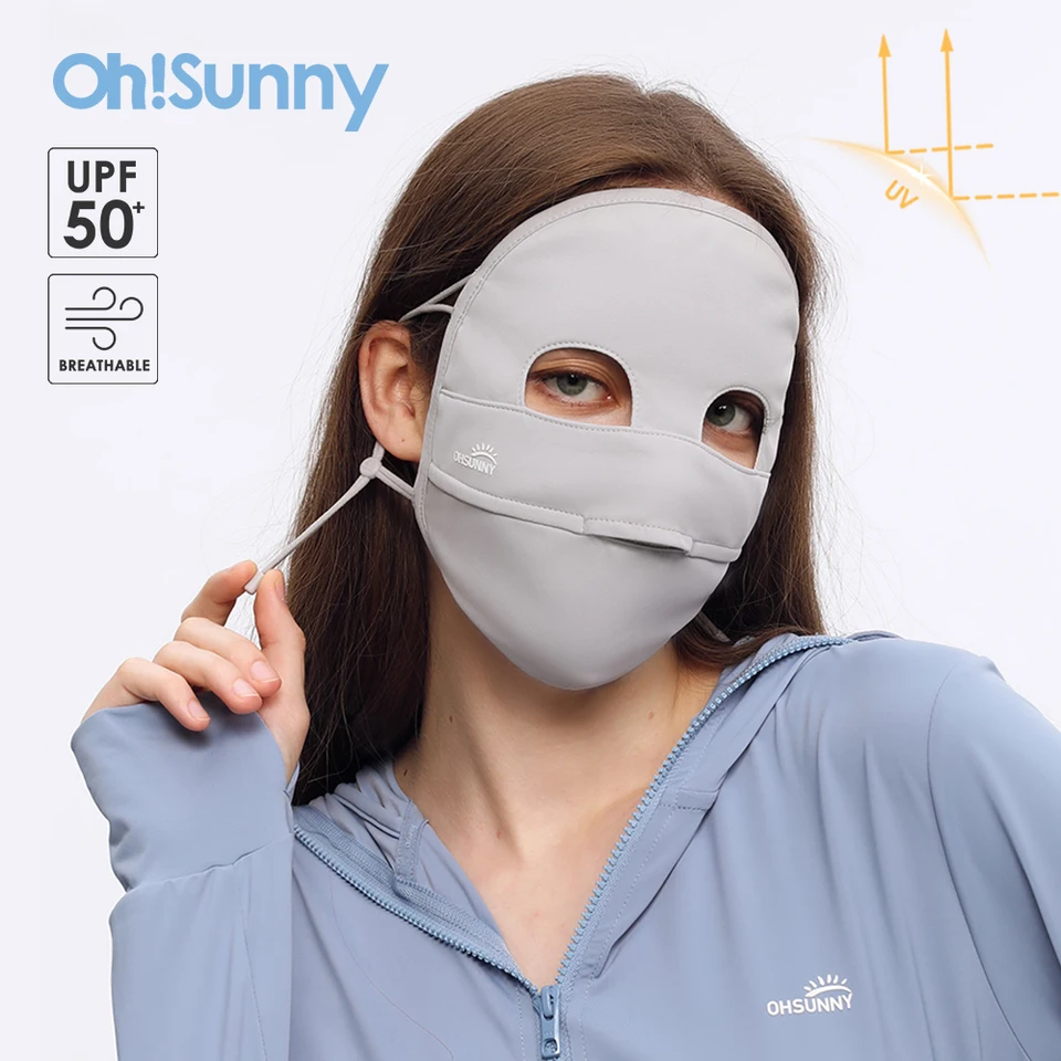 Ohsunny opaľovací krém plné masky na celú tvár novú technikovú tkaninu priedušnú umývateľnú anti-UV ochrannú masku
