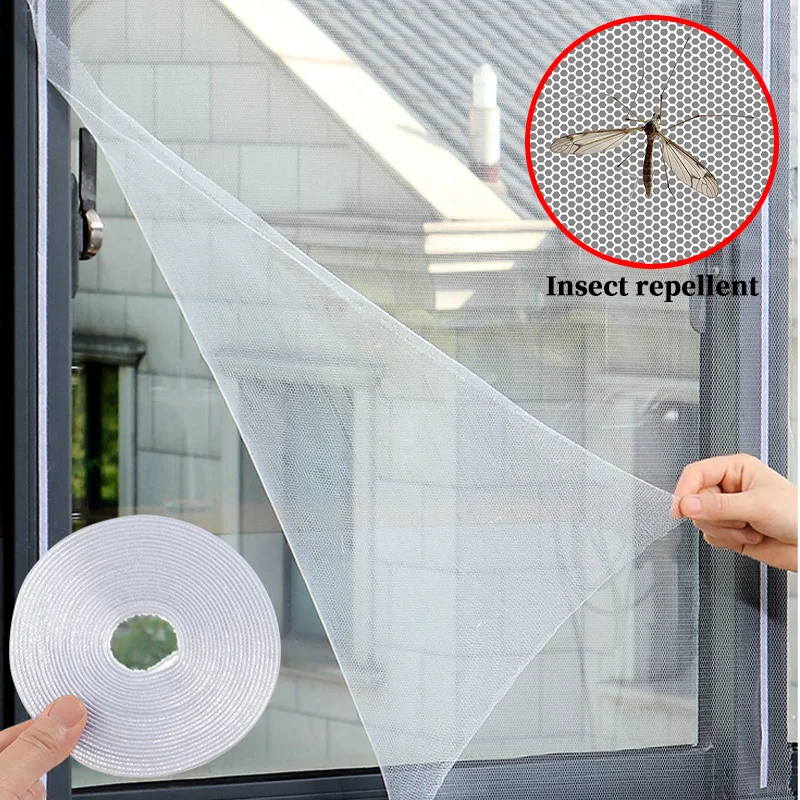 Okenné komáre Čisté self-útulné anti proti komárom 1/2ks prachový dôkaz komárov siete DIY voľné rezanie komár