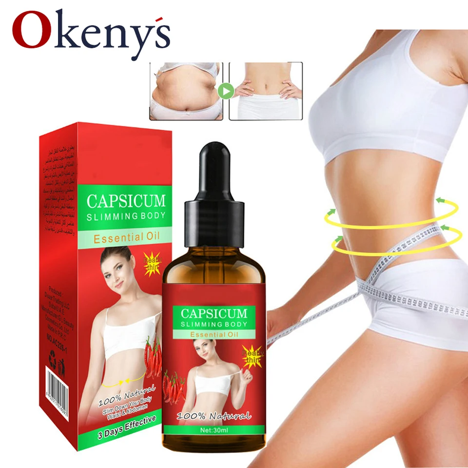 OKENY's éterický olej zložila telo tenké nohy pása FAP Burning spaľujúce antilululit Hmotnosť chudnutia chilli sleta olej 30 ml