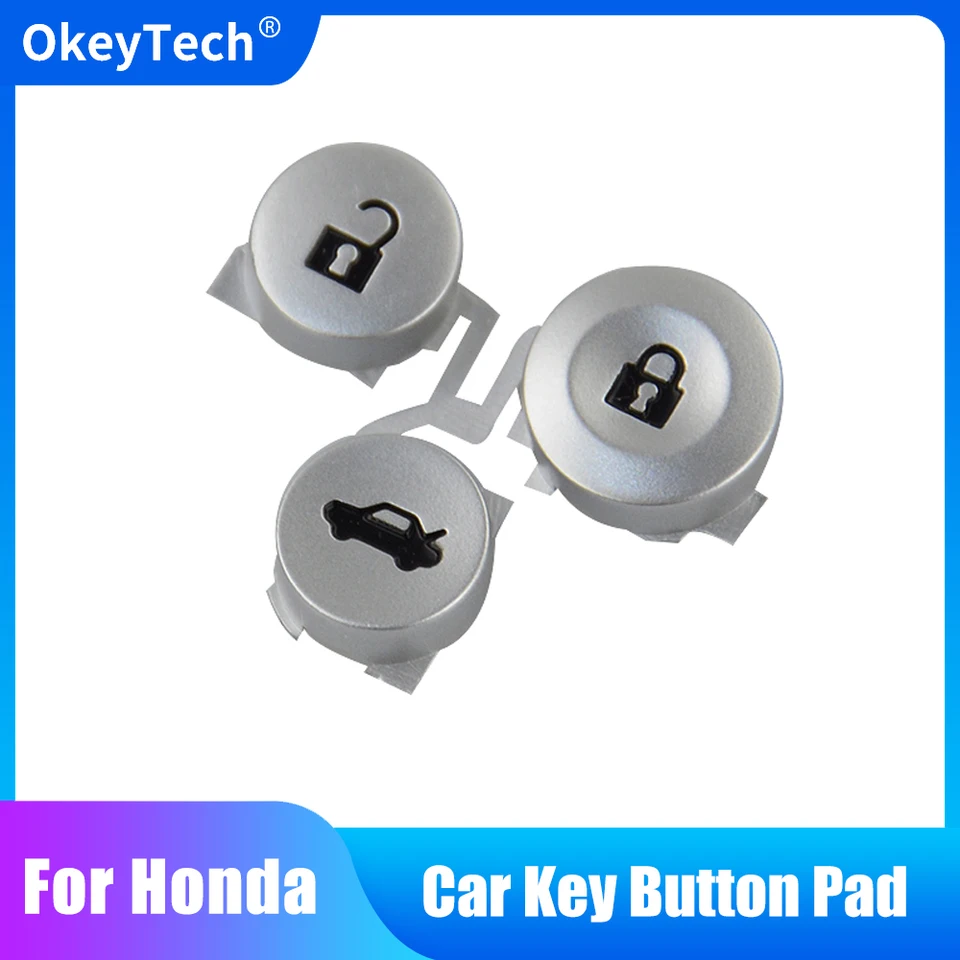 OkeyTech 3 gombíkové podložky pre Honda Civic Accord Jazz CRV HRV CRZ CRZ vzdialené kľúče na kľúče puzdro pre kliešte pre acura tl tsx zdx rsx PAD FOB FOB