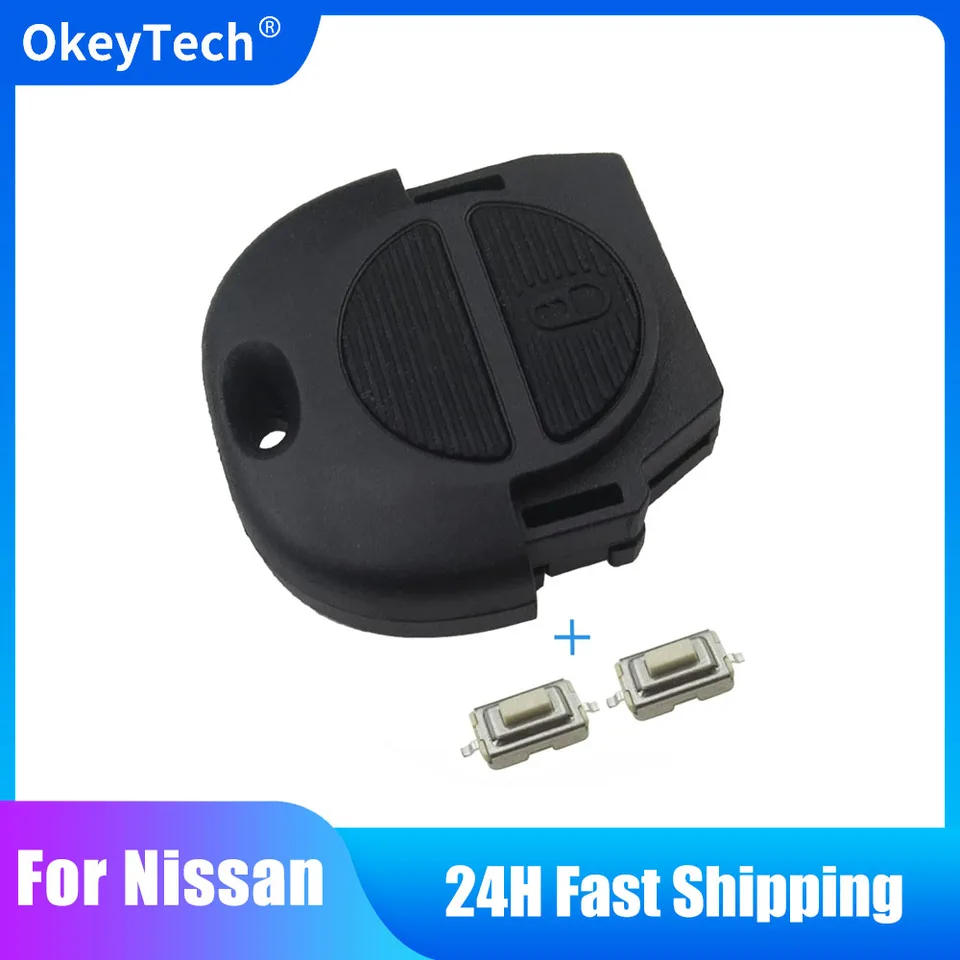 OkeyTech for Nissan Key Shell 2 Tlačidlo Výmena automatického automobilového puzdra FOB s 2 mikro spínačmi pre Nissan Micra Almera Primerra X-Trail
