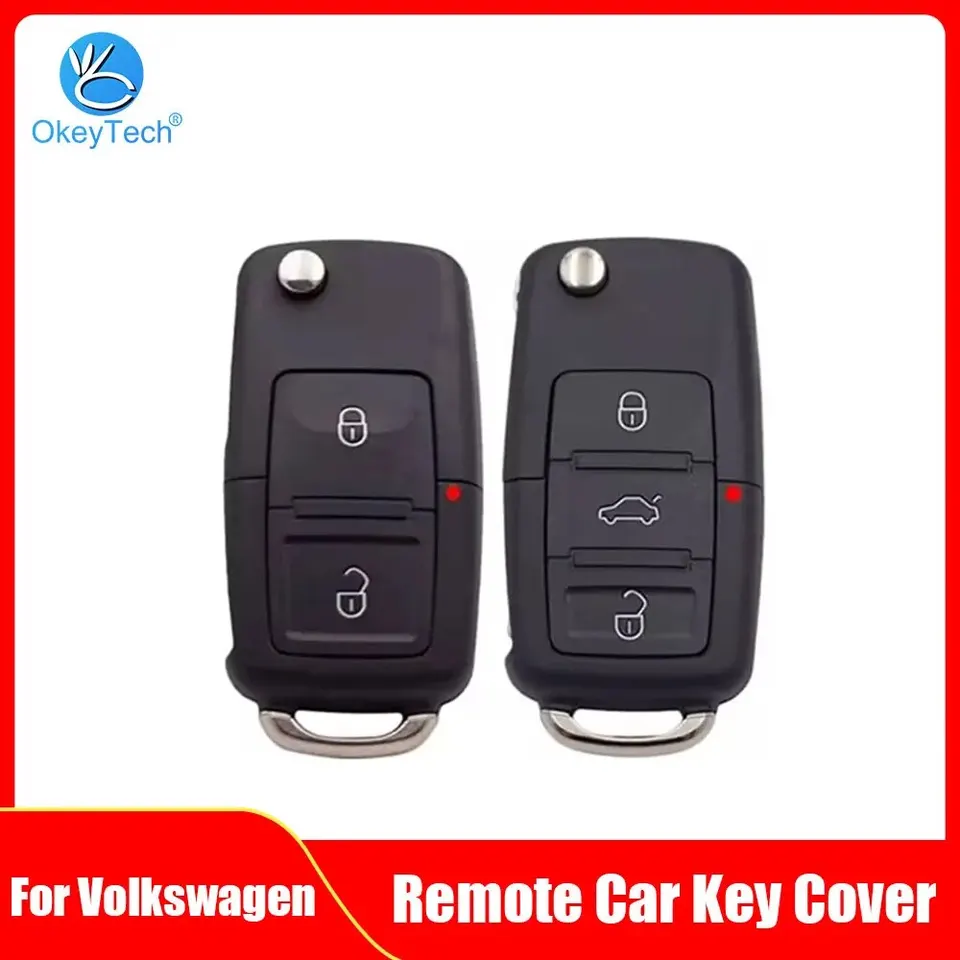 OkeyTech skladacie auto diaľkové kľúče Flip skladací kľúče plášť pre puzdro pre Volkswagen VW Jetta Golf Passat Beetle Skoda sedadlo Polo B5