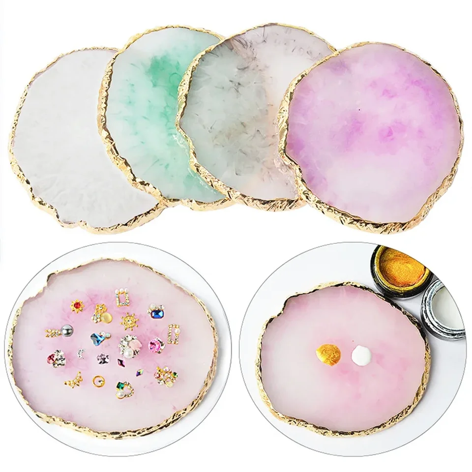 Okrúhla živici agát kus fotografií pozadie Kozmetika kozmetika šperky displej na nechty na nechty maľované palety Palette Coaster Photography Prop