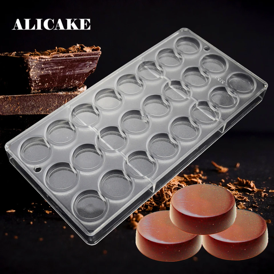 Okrúhle polykarbonátové čokoládové pleseň Candy Bonbons Mydlo formuje cukrovinky pečenie Nástroje na pečenie akrylové pečenie pre pekárne formy