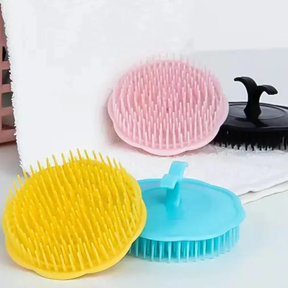Okrúhle vlasové masáž hrebeňovej pokožky hlavy Massager šampón kefka Hlava Massager Čistá vlasová pokožka hlavy Exfoliator vhodný pre mužov a ženy
