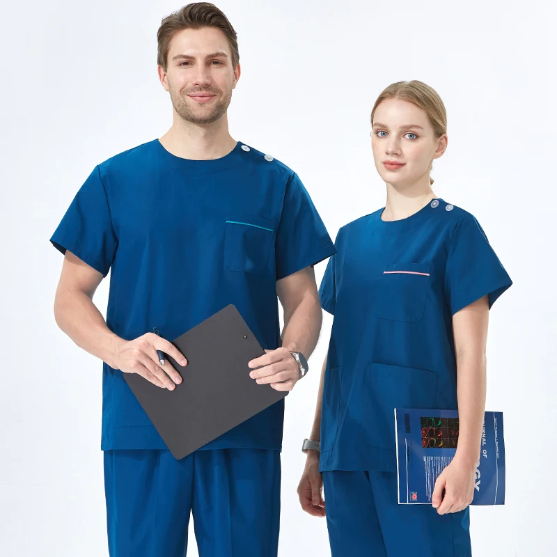 Okrúhle výstrih sestry Surfet Clothing Pet Hospital Pracovné lekárske lekári chirurgické obleky sanitárna zdravotnícka lekárska uniforma pre ženy 106