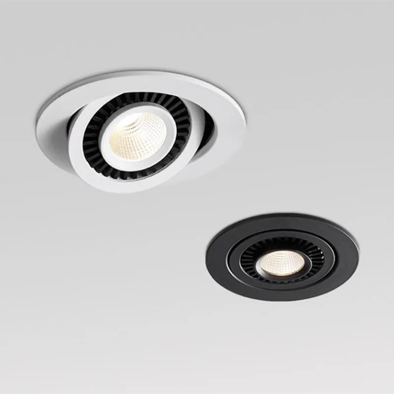 Okrúhly tvar 360 Uhol nastaviteľné LED LED 9W 12W 15W COB zapustené downght -bielkom čiernobiele stropné LED strop