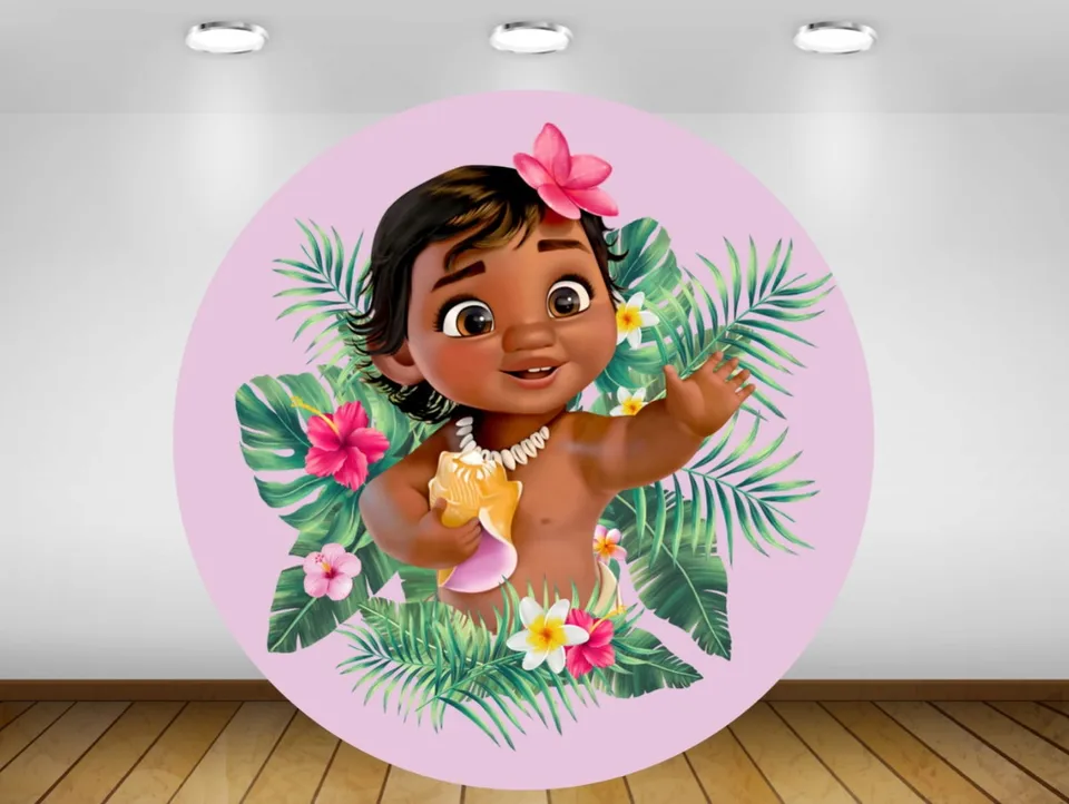 Okrúhly tvar Disney Moana Party Circle Kady narodeninové dekorácie okrúhle pozadie svadobná dekorácia detský fotozón