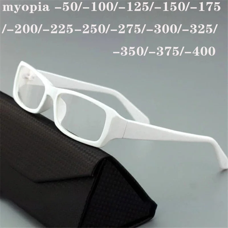 Okuliare Cubojue White Myopia Ženy Muž -100 150 200 250 300 350 400 Dokončené hotové okuliare Rám okuliare čierna biela