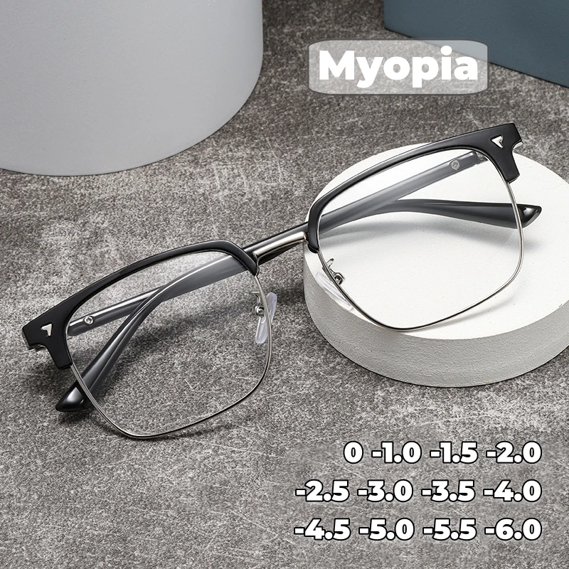 Okuliare na ochranu očí s vysokým rozlíšením retro kovové polovičné rámy Myopia Okulia