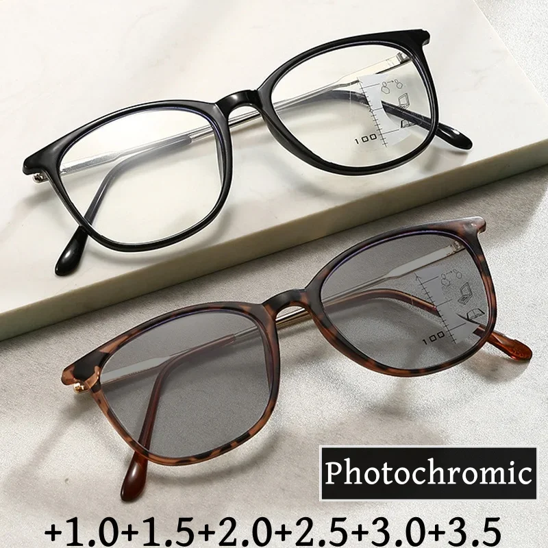 Okuliare na čítanie počítača Anti Blue Light pre ženy ultralight Multifokálne ďalekosiahle fotochromatické slnečné okuliare Diopter na +3.5