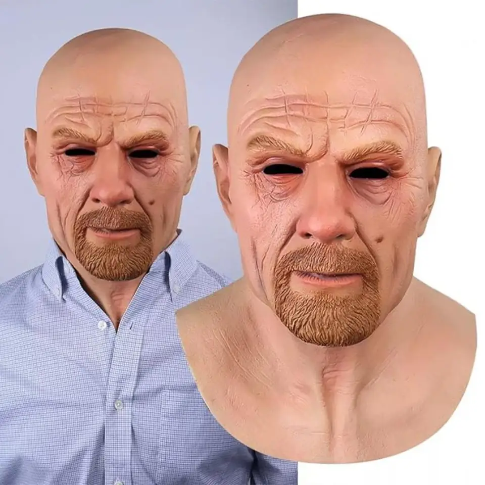 Old Man Mask Halloween Party Apríl blázon Deň vrások plné pre hlavu maska ​​na masku Party Dodávky thriller cosplay prop