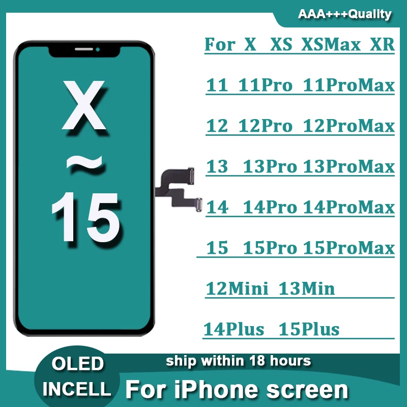 OLED pre iPhone x xr xs max LCD Incell pre iPhone 11 12 13 Pro Max 13 Mini 14 plus 15 OLED LCD Dis)