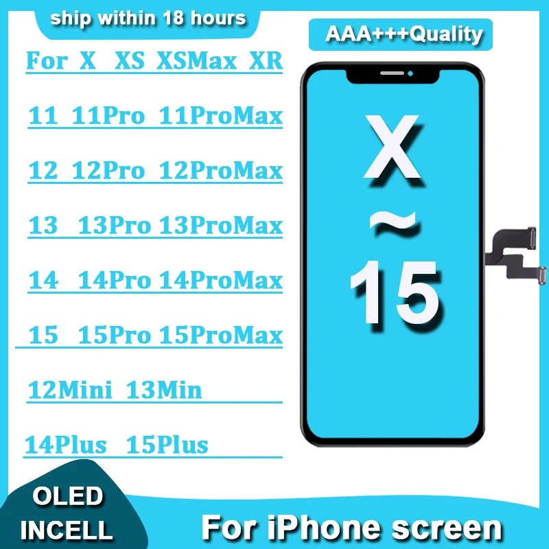 OLED pre iPhone x xr xs max LCD Incell pre iPhone 11 12 13 Pro Max Screen 12 13 Mini 14 Plus 15 Zostava LCD Digitalizátor LCD
