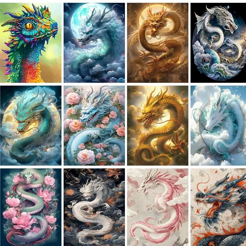 Olejomaľba gatyztory olejom s číslami Dragon 60x75cm DIY farby podľa čísel pre dospelých zvierat