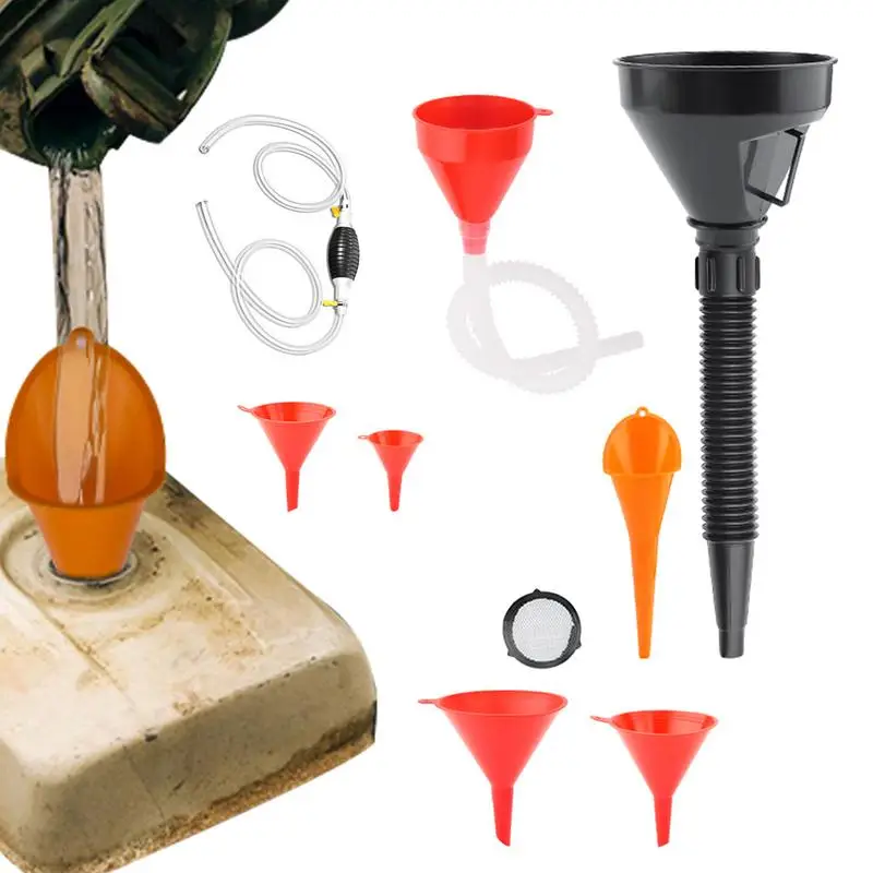 Olejový lievik pre olejovú súpravu Oil Funnel Kit 8-dielna pravý uhlový lievik široký úst pre motocykle SUVS