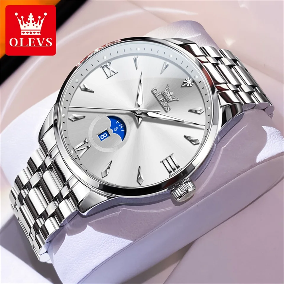 Olevs top značka Fashion Business Men pozerať najpredávanejšie vysoko kvalitné originálne nepremokavá z nehrdzavejúcej ocele Quartz Watch Watch Men