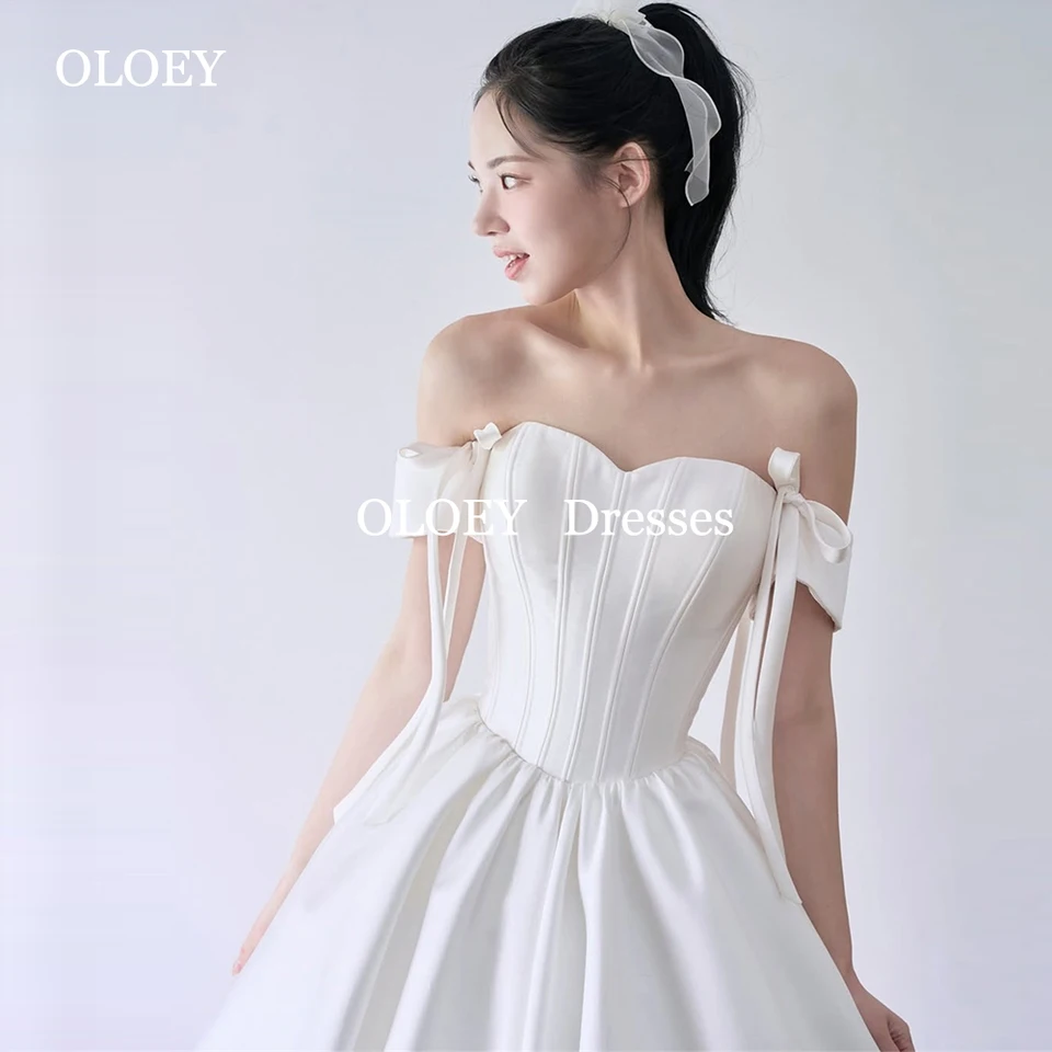 Oloey elegantné z Shoudler A Line Svadobné šaty Kórea fotoshoot miláčik podlahová dĺžka nevesty šaty Prispôsobené Vestidos de Nie Nie NIE