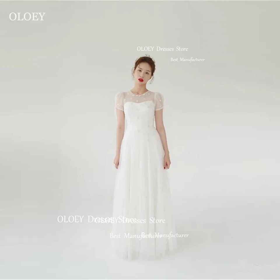 Oloey vintage Tulle a line Kórea Svadobné šaty