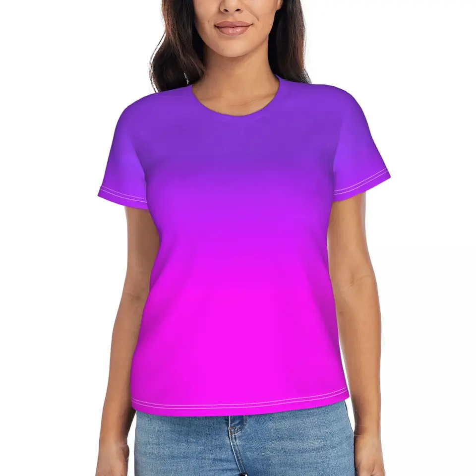 Ombre tlačené tričko Neon Purple a ružové tričká kawaii y2k