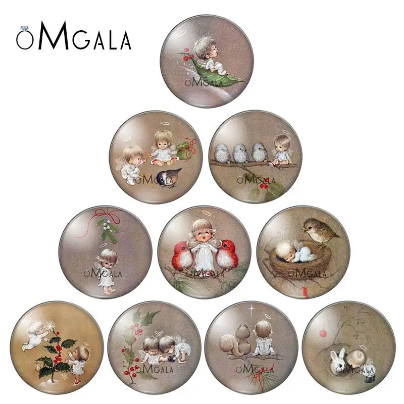 Omgala vintage anjel pre detské vzory 5ks 12 mm/18 mm/20 mm/25 mm okrúhle foto sklenené demonštračné demonštrácie