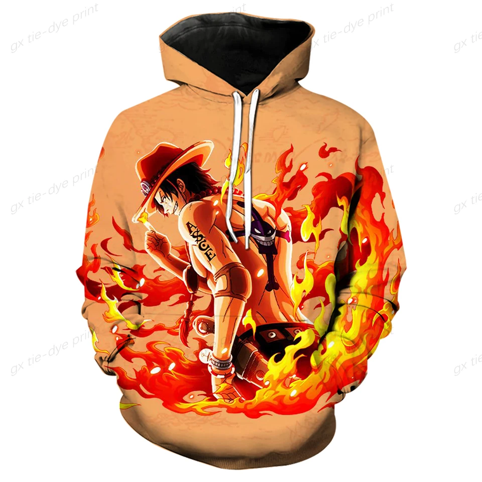 One Piece Hoodies Men 3D tlač Pullover s kapucňou mikina 4th opíc D Luffy Ace Sabo Shanks Law
