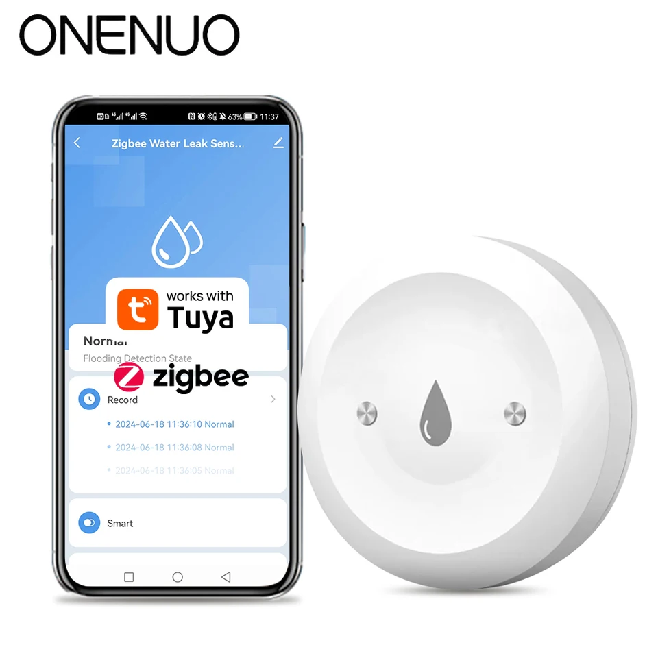 ONENUO TUYA ZIGBEE WIFI inteligentné vodné snímač Detektor detektora povodne únik vody Alarm inteligentný život