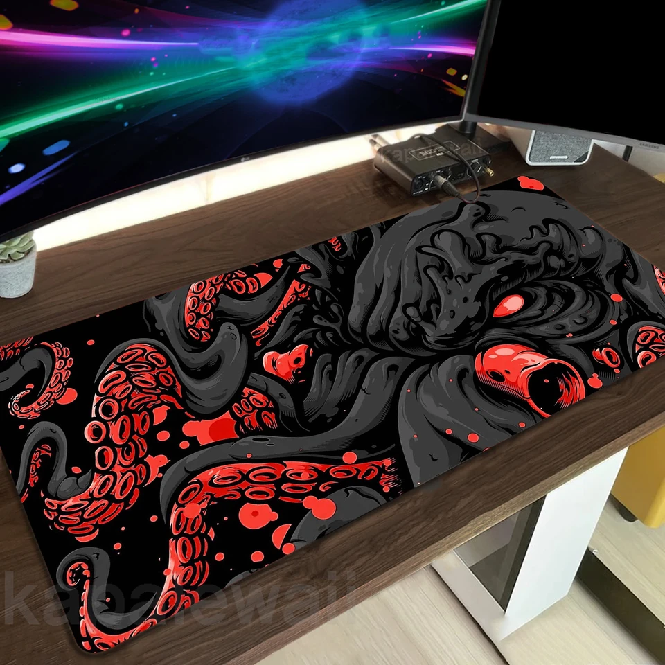 Oni Octopus Monster Mouse Pad Gaming Mousemat Anti-Slip Large Desk Mat PC Gamer Accessoires MousePad Notebook Klávesové doštičky XXL