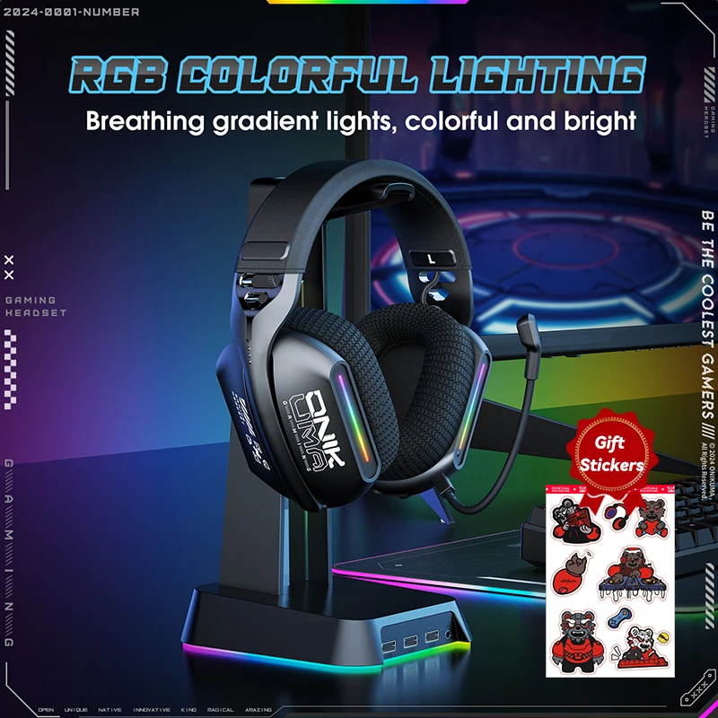 Onikuma GT808 2,4 GHz Wireless Gaming Headset Plus Zadávka slúchadiel pre slúchadlá PS5 PS4 PC MAC Herné slúchadlá s MIC RGB