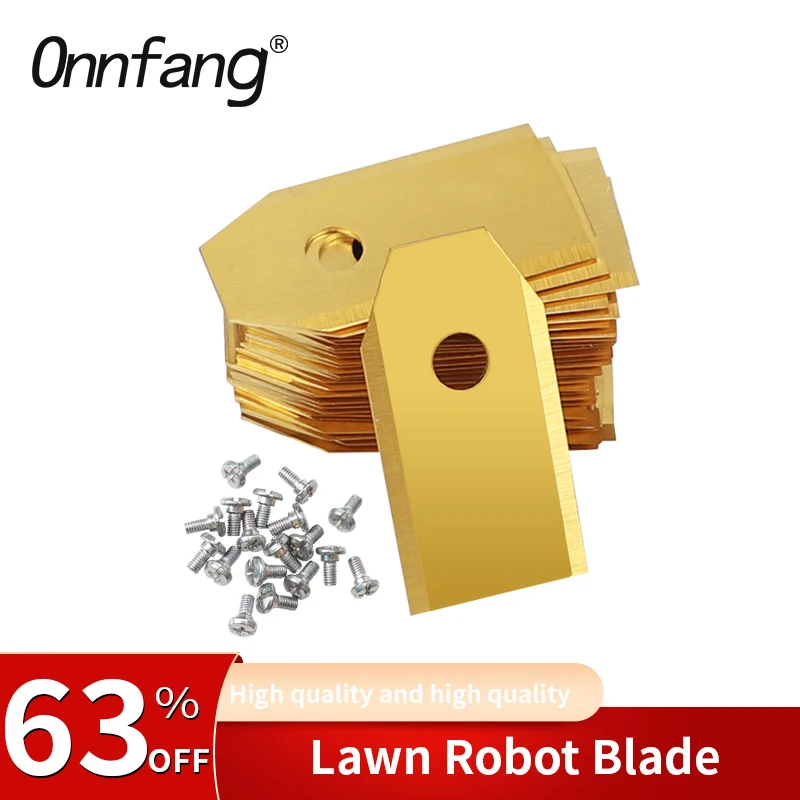 Onnfang 35*18*0,75 mm trávnik Robot Blade Golden/Silver Lawn Mover Náhradná čepeľ pre záhradu na náhradu kosačky Worx