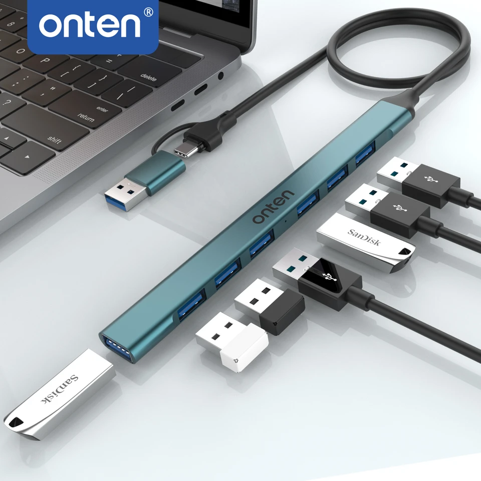 ONTEN USB HUB 4/5/7-in-2 Typ C až USB 3.0 HUB pre notebook PC Xiaomi MI Box Windows USB-C HUB Sieťové karty PC PC PC