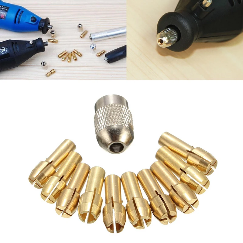 Ootdty 10ks 0,5-3,2 mm mosadzné vŕtačky Chuck Collet Bits 4,3 mm stopka pre dremel rotačný nástroj