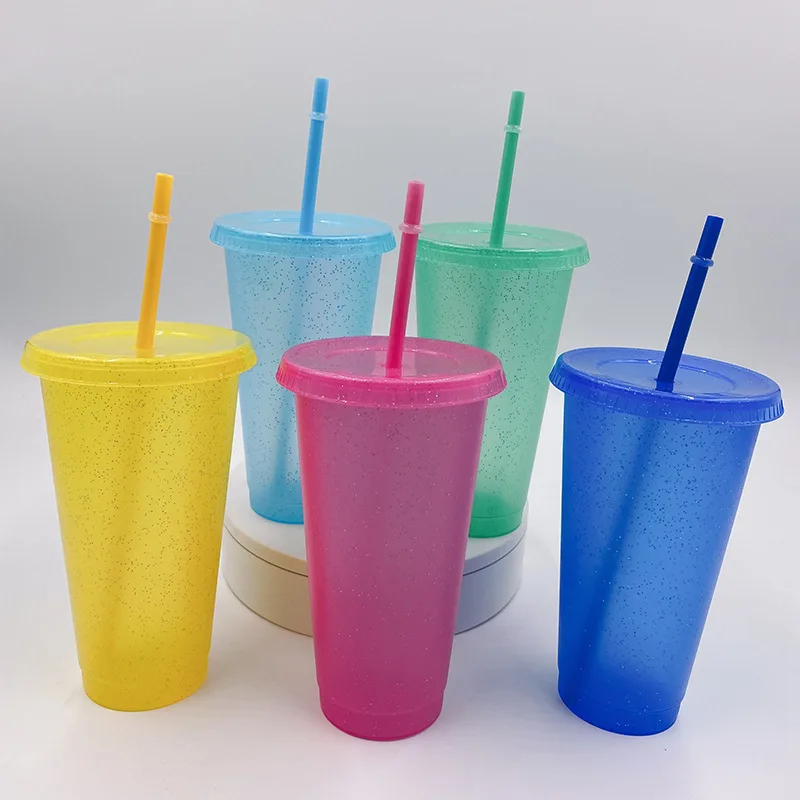 Opakovane použiteľná slama šálka Flitrované trblietky šálka šálky kávy Jug Hrn