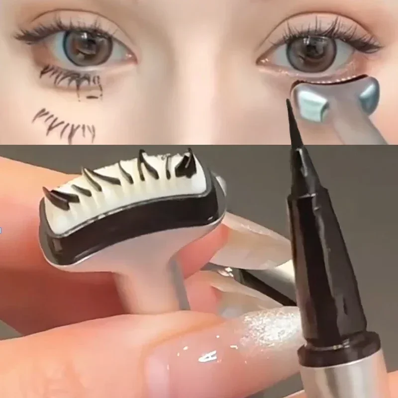 Opakovane použiteľné riasy atramentové pečenie DIY DIY Dolné známky predlžovania rias Kozmetika 2 v 1 Rýchle suché čierne tekuté očné okuliare Makeup Tools