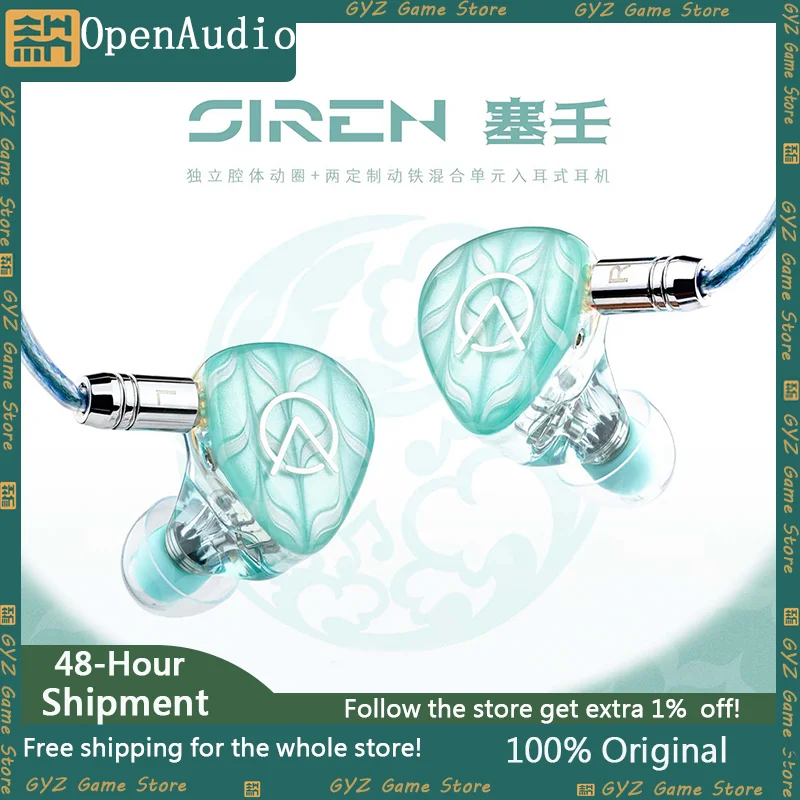 OpenAudio Siren 1DD+2BA do uši káblové slúchadlá HIFI Hybridné slúchadlá ovládačov s 0,78 2pin kábla 3,5 mm+4,4 mm zástrčka Vlastné slúchadlá