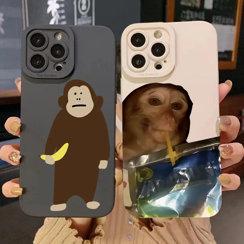 Opice berú banány Silikónový telefón pre puzdro pre Xiaomi Mi 14 13 12T 13T Pro 11 Lite 5G NE POCO F6 F5 X5 X3 Pro Soft Cover