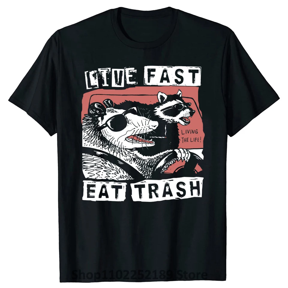 Opossum mývala živé rýchle jesť odpadky Street Cats Squad Tirts Cool Vintage vianočný darček nápady Grafické tričko Streetwear Tričko