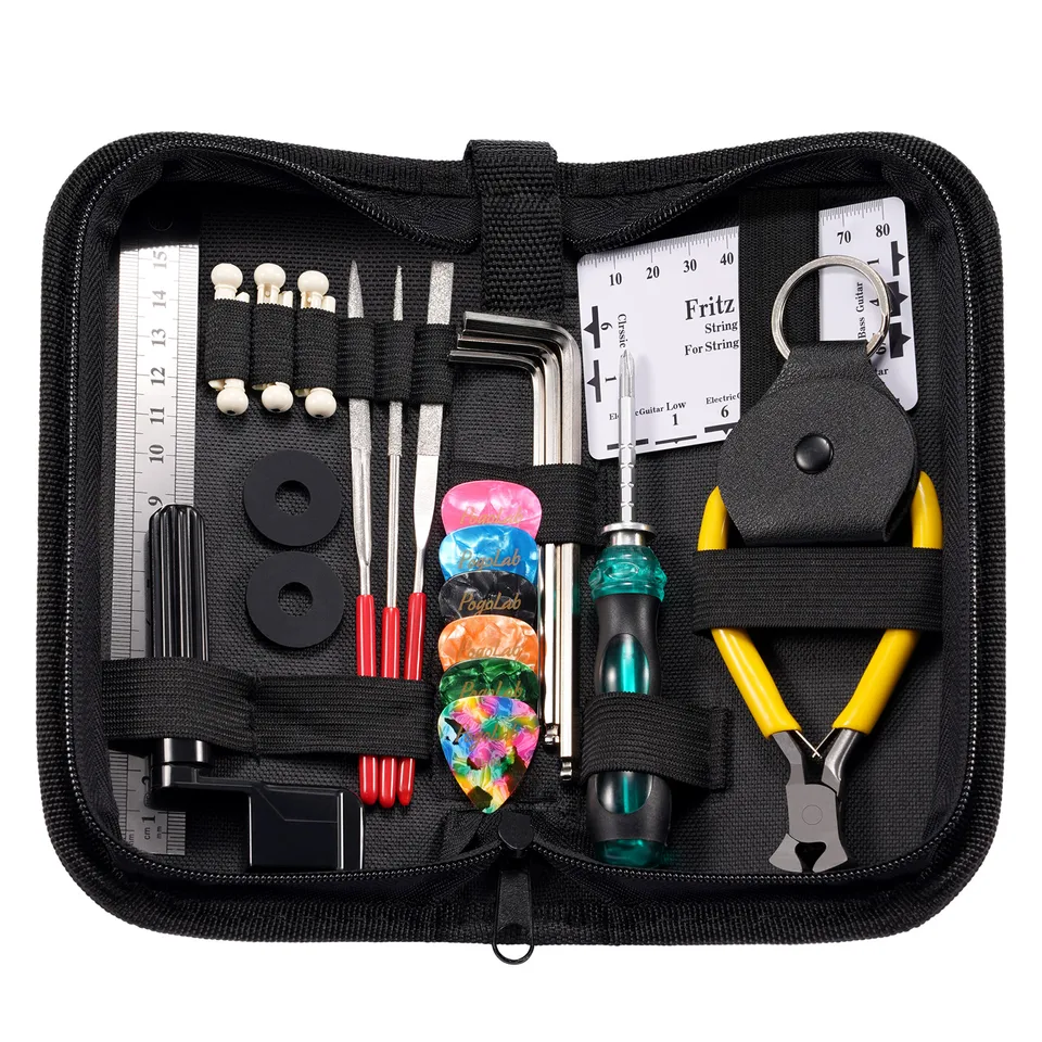 Opravy nástrojov Nástroje Organizátor String gitara údržba reťazca Action Action Meering Meering Tool Hex Hex Set Files Fin Fin