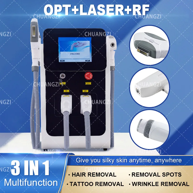 OPT IPL Multifunkčný epilačný epilačný tetovací pigment Stroj pre nádoby na tváre vrások Pehy a odstránenie laseru IPL vlasov